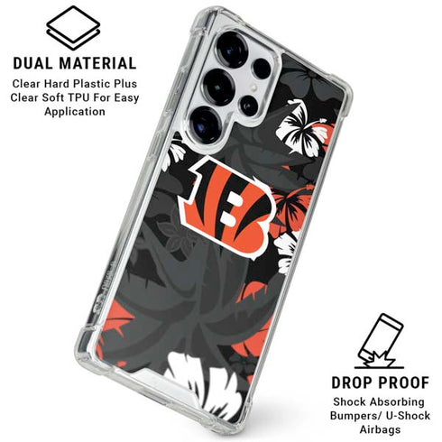 NFL Cincinnati Bengals Tropical Print Galaxy S25 Ultra Clear Case