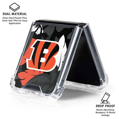 NFL Cincinnati Bengals Tropical Print Galaxy Z Flip6 Clear Case