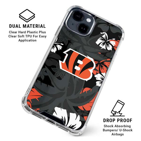 NFL Cincinnati Bengals Tropical Print iPhone 15 Clear Case