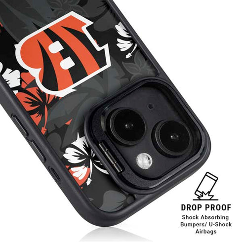 NFL Cincinnati Bengals Tropical Print iPhone 15 Kickstand Case