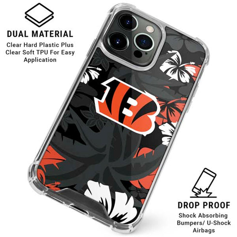 NFL Cincinnati Bengals Tropical Print iPhone 16 Pro Clear Case