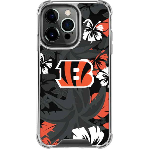 NFL Cincinnati Bengals Tropical Print iPhone 16 Pro Max Clear Case