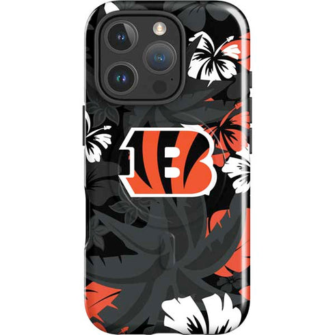 NFL Cincinnati Bengals Tropical Print iPhone 16 Pro Max Magsafe Impact Case