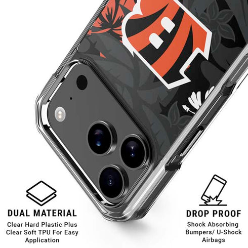 NFL Cincinnati Bengals Tropical Print iPhone 18 Pro Clear Case