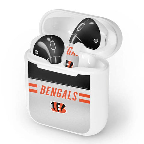 NFL Cincinnati Bengals White Striped Apple AirPods Skin