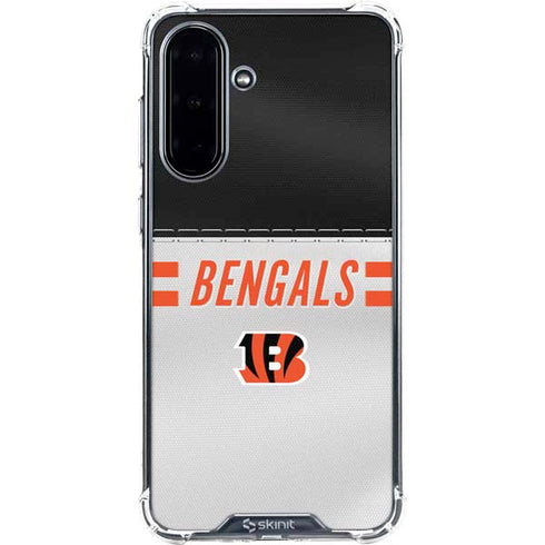NFL Cincinnati Bengals White Striped Galaxy A36 5G Clear Case