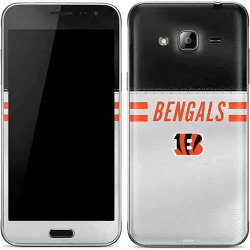 NFL Cincinnati Bengals White Striped Galaxy J3 Skin