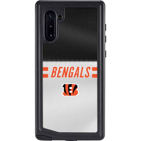 NFL Cincinnati Bengals White Striped Galaxy Note 10 Waterproof Case
