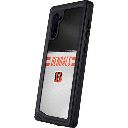NFL Cincinnati Bengals White Striped Galaxy Note 10 Waterproof Case