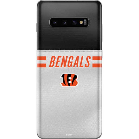 NFL Cincinnati Bengals White Striped Galaxy S10 Plus Skin