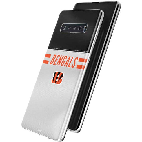 NFL Cincinnati Bengals White Striped Galaxy S10 Plus Skin