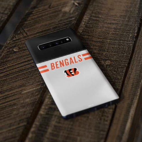 NFL Cincinnati Bengals White Striped Galaxy S10 Plus Skin