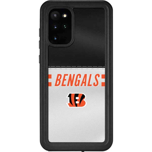 NFL Cincinnati Bengals White Striped Galaxy S20 Plus Waterproof Case