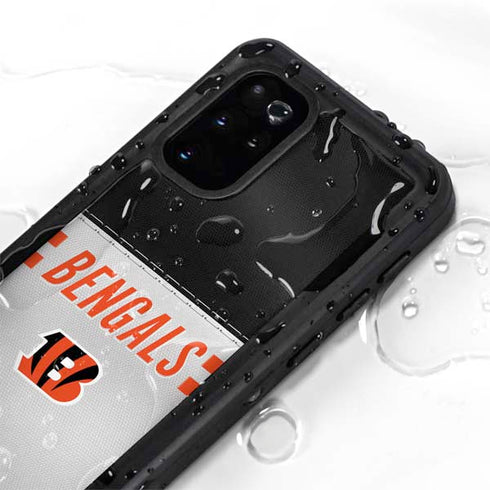 NFL Cincinnati Bengals White Striped Galaxy S20 Plus Waterproof Case