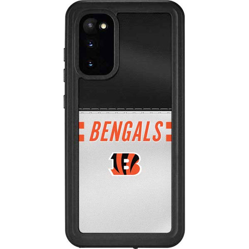NFL Cincinnati Bengals White Striped Galaxy S20 Waterproof Case