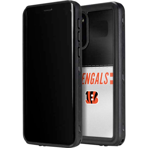 NFL Cincinnati Bengals White Striped Galaxy S20 Waterproof Case