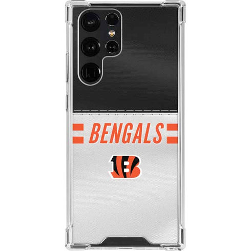 NFL Cincinnati Bengals White Striped Galaxy S23 Ultra Clear Case