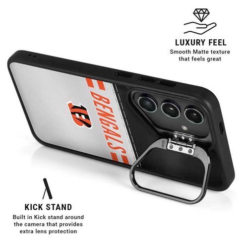 NFL Cincinnati Bengals White Striped Galaxy S25 Kickstand Case
