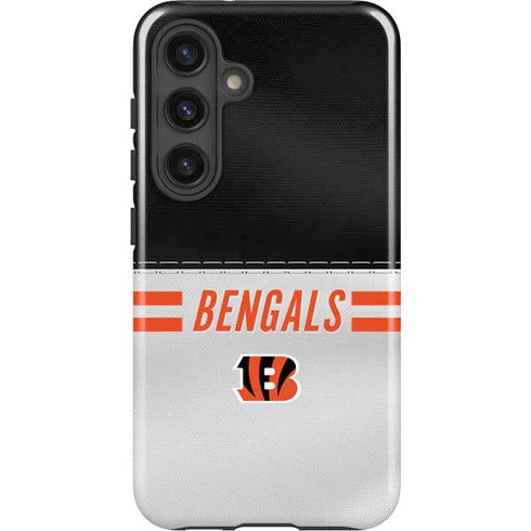 NFL Cincinnati Bengals White Striped Galaxy S25 Plus Impact Case