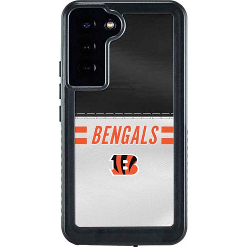NFL Cincinnati Bengals White Striped Galaxy S24 Plus Waterproof Case