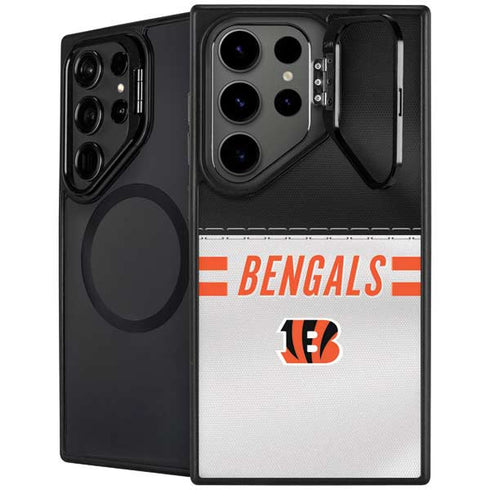 NFL Cincinnati Bengals White Striped Galaxy S25 Ultra Kickstand Case