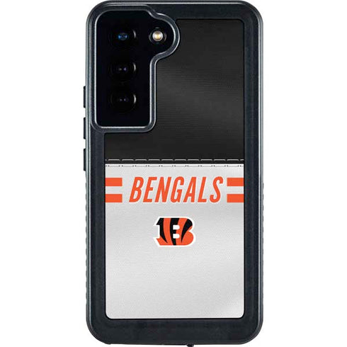 NFL Cincinnati Bengals White Striped Galaxy S24 Waterproof Case