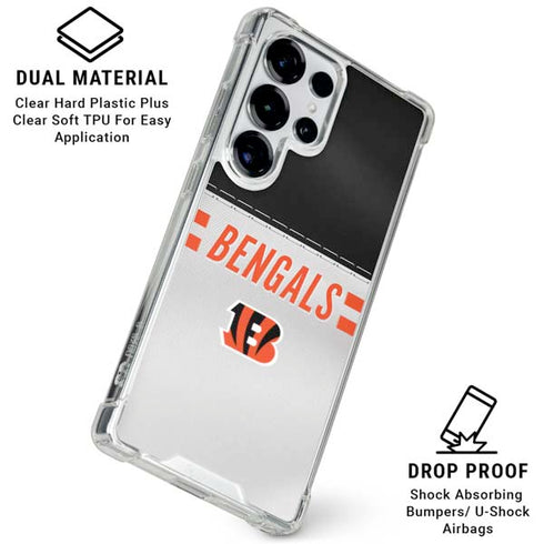 NFL Cincinnati Bengals White Striped Galaxy S25 Ultra Clear Case