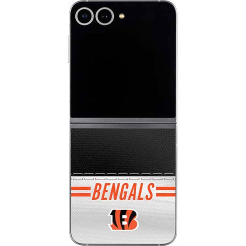 NFL Cincinnati Bengals White Striped Galaxy Z Flip6 Skin