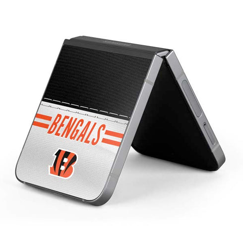 NFL Cincinnati Bengals White Striped Galaxy Z Flip6 Skin