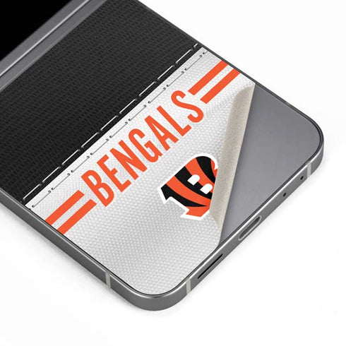 NFL Cincinnati Bengals White Striped Galaxy Z Flip6 Skin