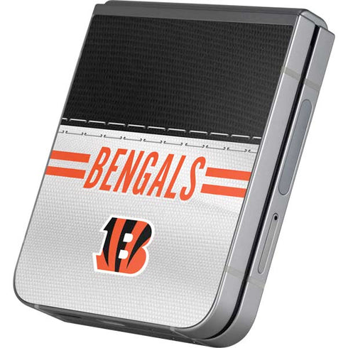 NFL Cincinnati Bengals White Striped Galaxy Z Flip6 Skin
