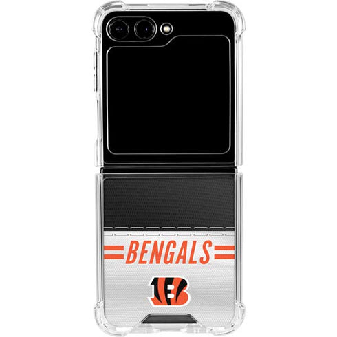 NFL Cincinnati Bengals White Striped Galaxy Z Flip6 Clear Case