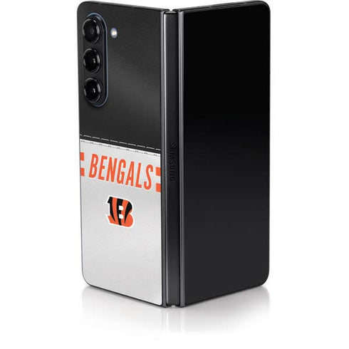 NFL Cincinnati Bengals White Striped Galaxy Z Fold5 5G Skin