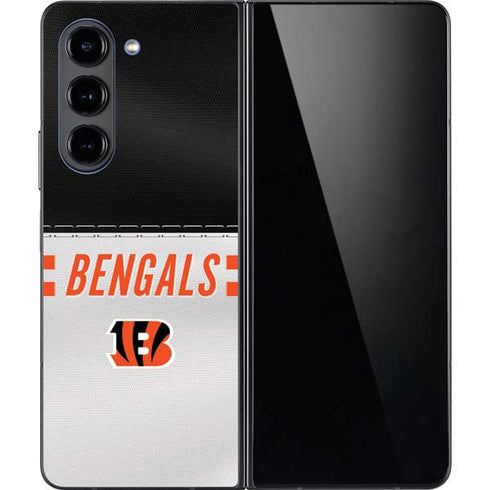 NFL Cincinnati Bengals White Striped Galaxy Z Fold5 5G Skin