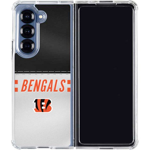 NFL Cincinnati Bengals White Striped Galaxy Z Fold6 Clear Case