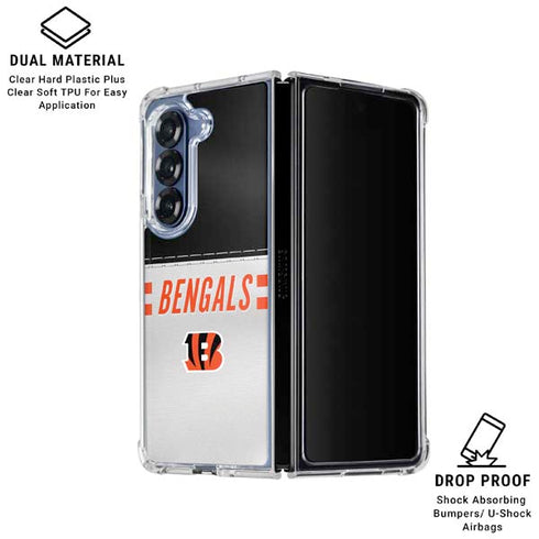 NFL Cincinnati Bengals White Striped Galaxy Z Fold6 Clear Case