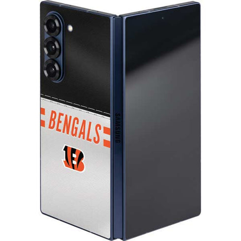 NFL Cincinnati Bengals White Striped Galaxy Z Fold6 Skin