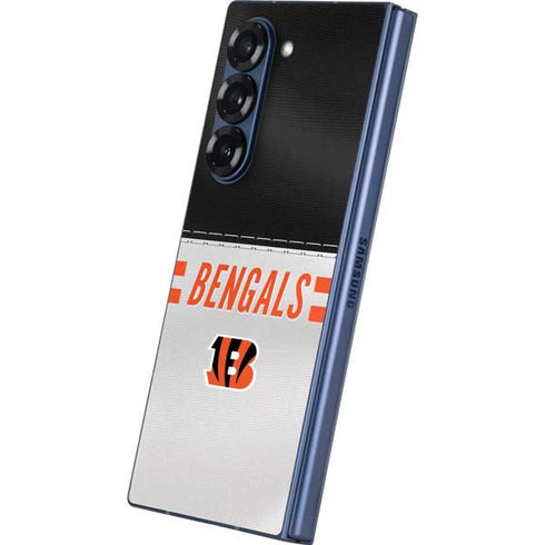 NFL Cincinnati Bengals White Striped Galaxy Z Fold6 Skin