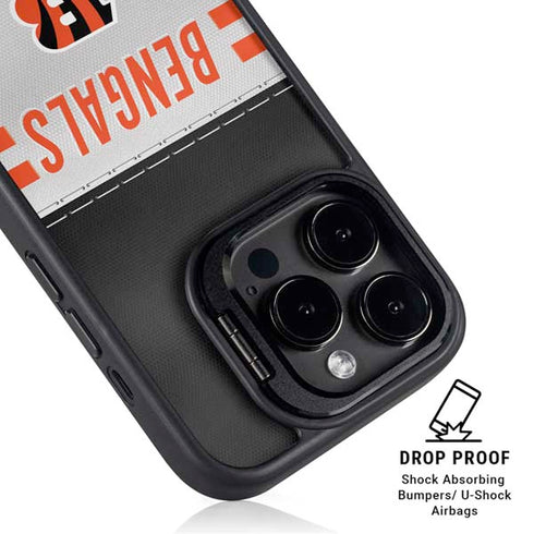 NFL Cincinnati Bengals White Striped iPhone 14 Pro Kickstand Case