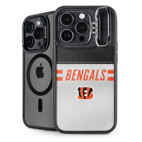 NFL Cincinnati Bengals White Striped iPhone 14 Pro Max Kickstand Case