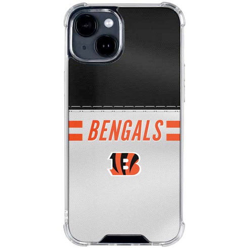 NFL Cincinnati Bengals White Striped iPhone 15 Clear Case