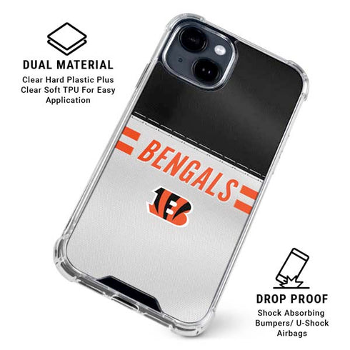 NFL Cincinnati Bengals White Striped iPhone 15 Clear Case