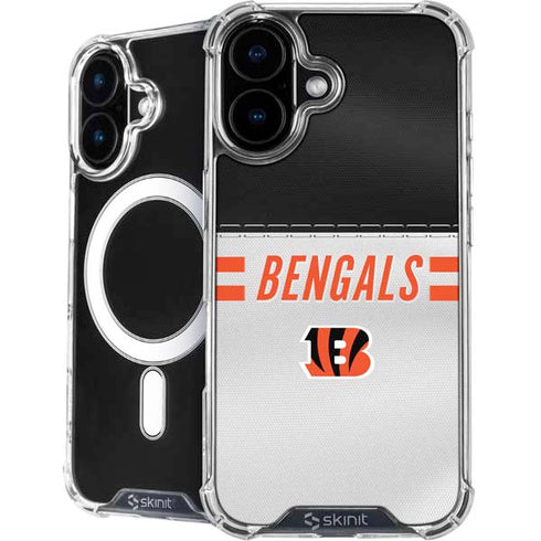 NFL Cincinnati Bengals White Striped iPhone 16 MagSafe Case
