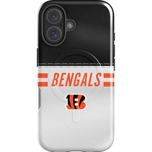 NFL Cincinnati Bengals White Striped iPhone 16 Magsafe Impact Case