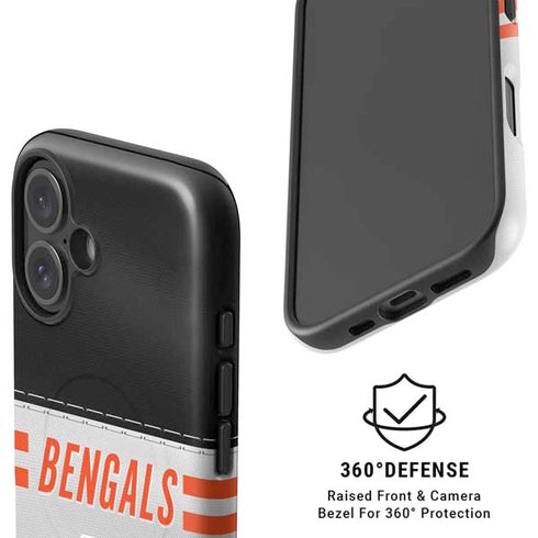 NFL Cincinnati Bengals White Striped iPhone 16 Magsafe Impact Case