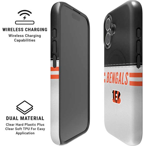 NFL Cincinnati Bengals White Striped iPhone 16 Magsafe Impact Case
