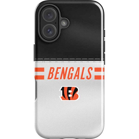 NFL Cincinnati Bengals White Striped iPhone 16 Plus Impact Case