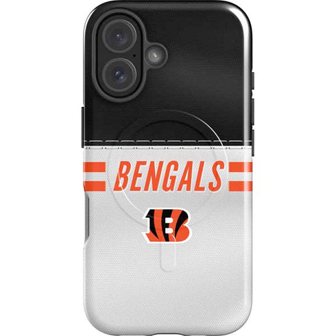 NFL Cincinnati Bengals White Striped iPhone 16 Plus Magsafe Impact Case