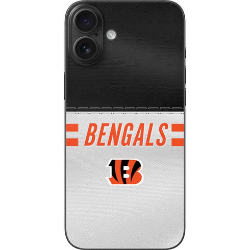 NFL Cincinnati Bengals White Striped iPhone 16 Plus Skin