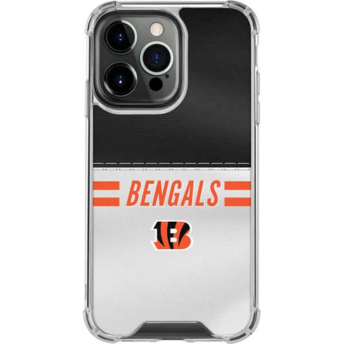 NFL Cincinnati Bengals White Striped iPhone 16 Pro Clear Case